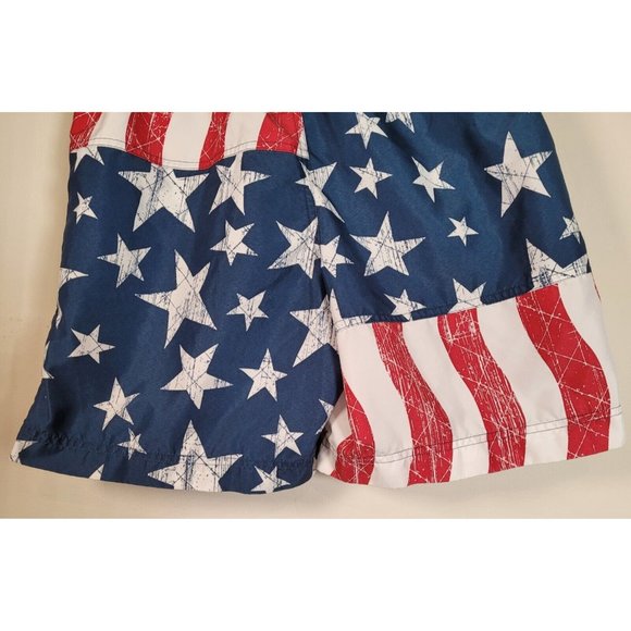 American Flag Swim Trunks Size M Red White Blue Patriotic Fun to the 4th of July - Picture 8 of 8